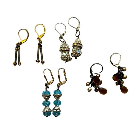 Artisan Boho Beaded Dangle Earring Bundle – Set of 4 Pairs - Picture 2 of 10